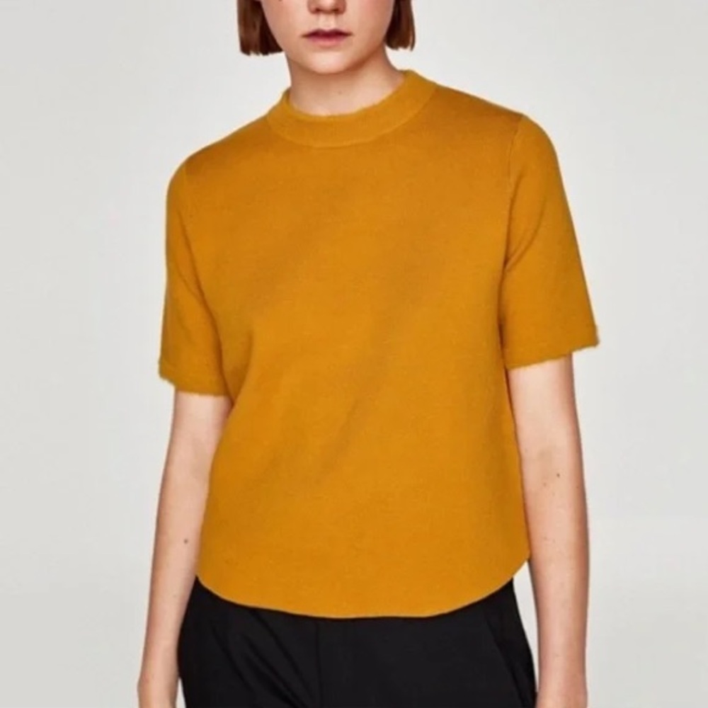 Zara Trafaluc Mustard Yellow Mock Neck - Picture 2 of 6